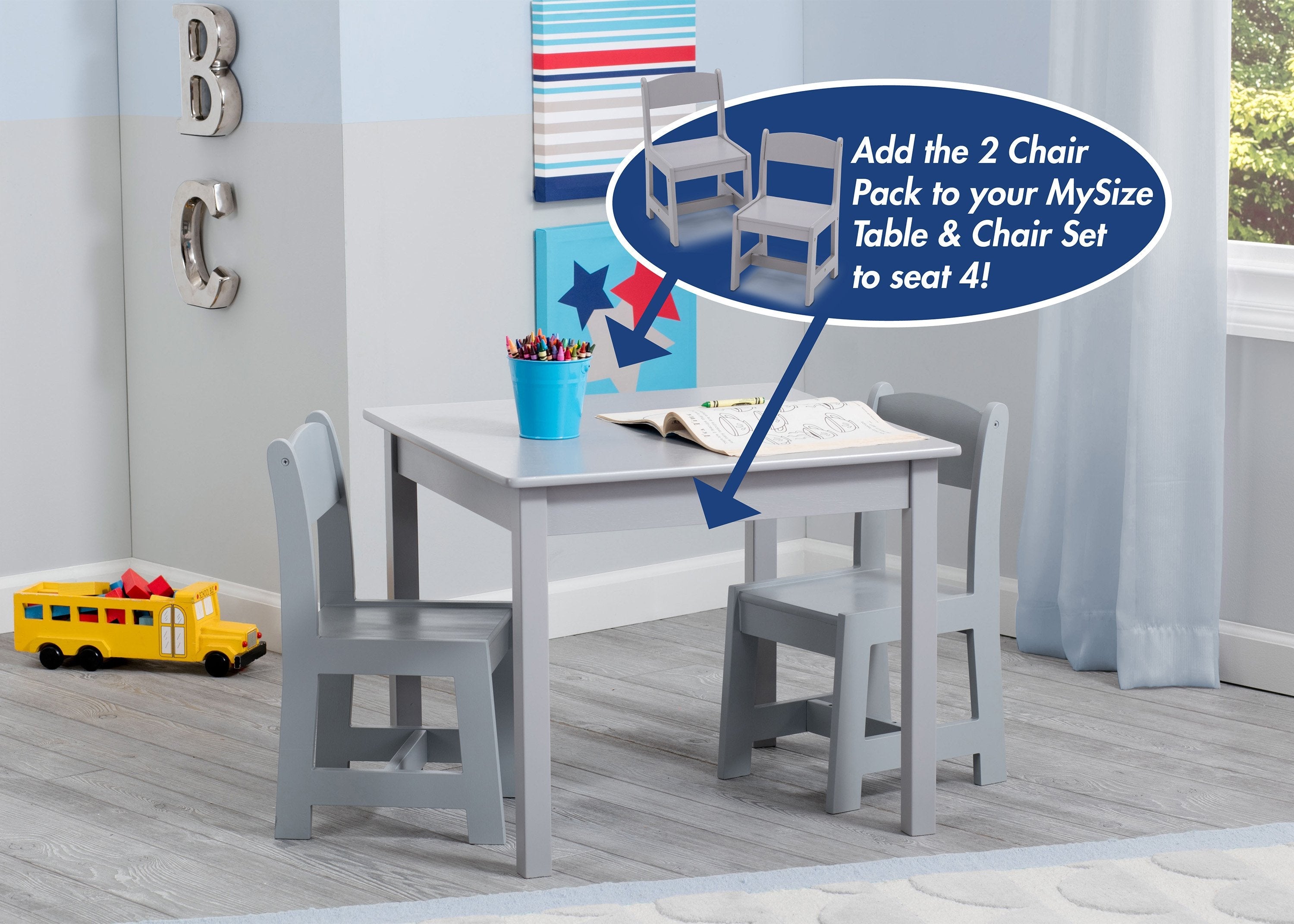 MySize Wood Kids Chairs for Playroom (Pack of 2)