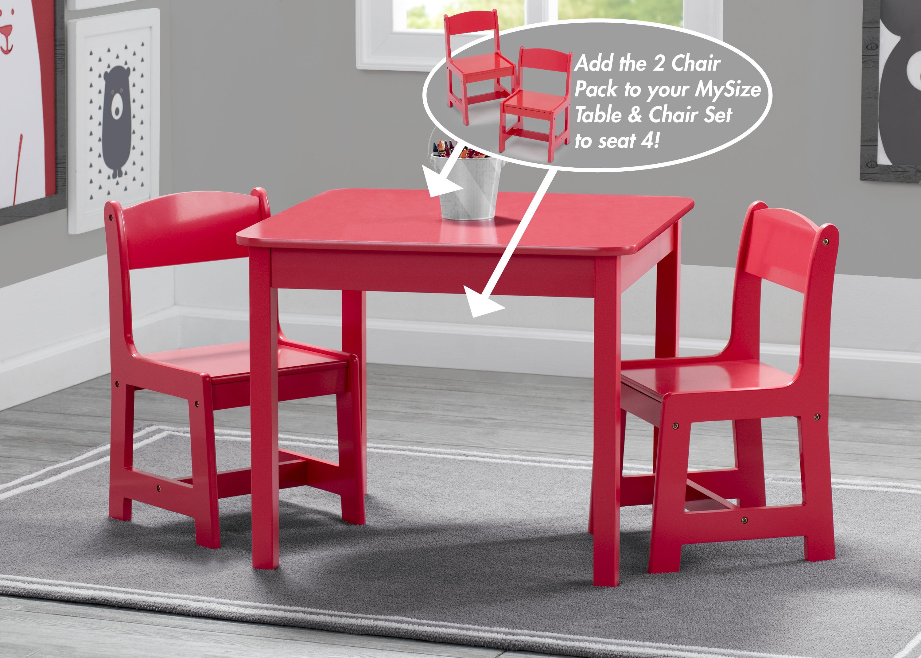 MySize Wood Kids Chairs for Playroom (Pack of 2)