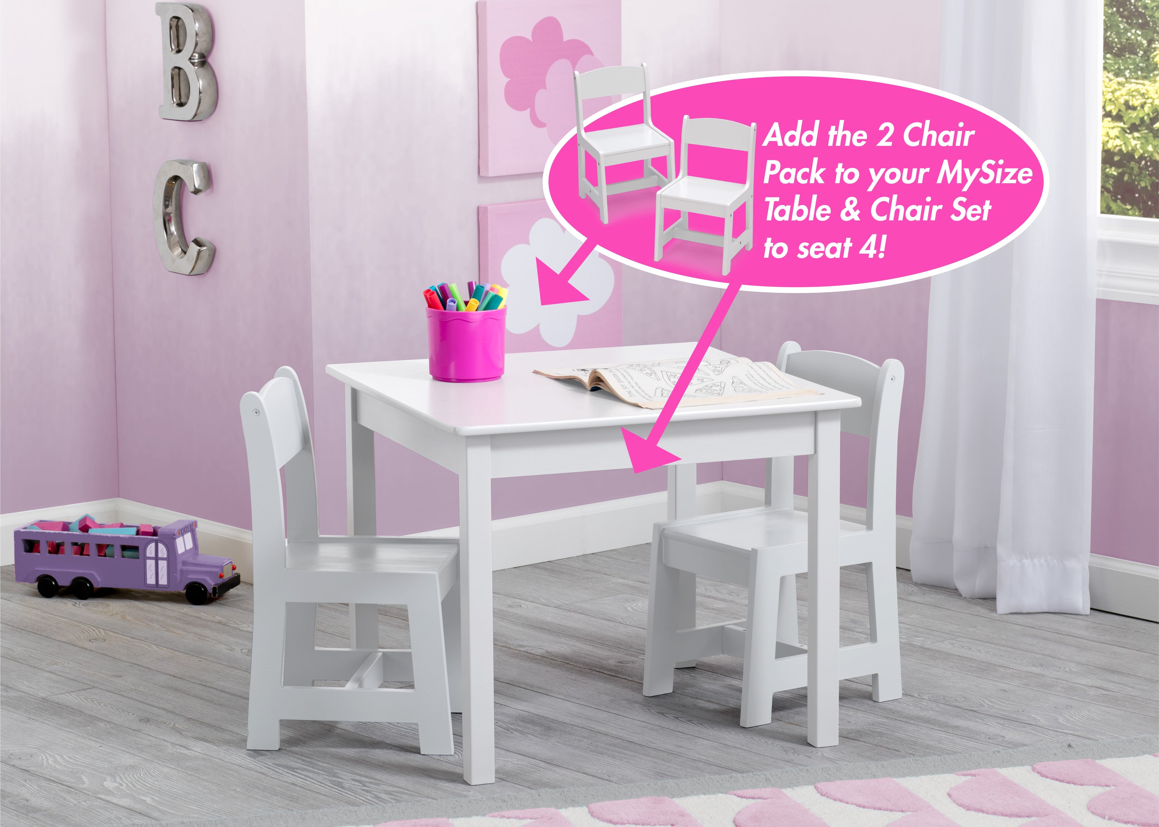 MySize Wood Kids Chairs for Playroom (Pack of 2)