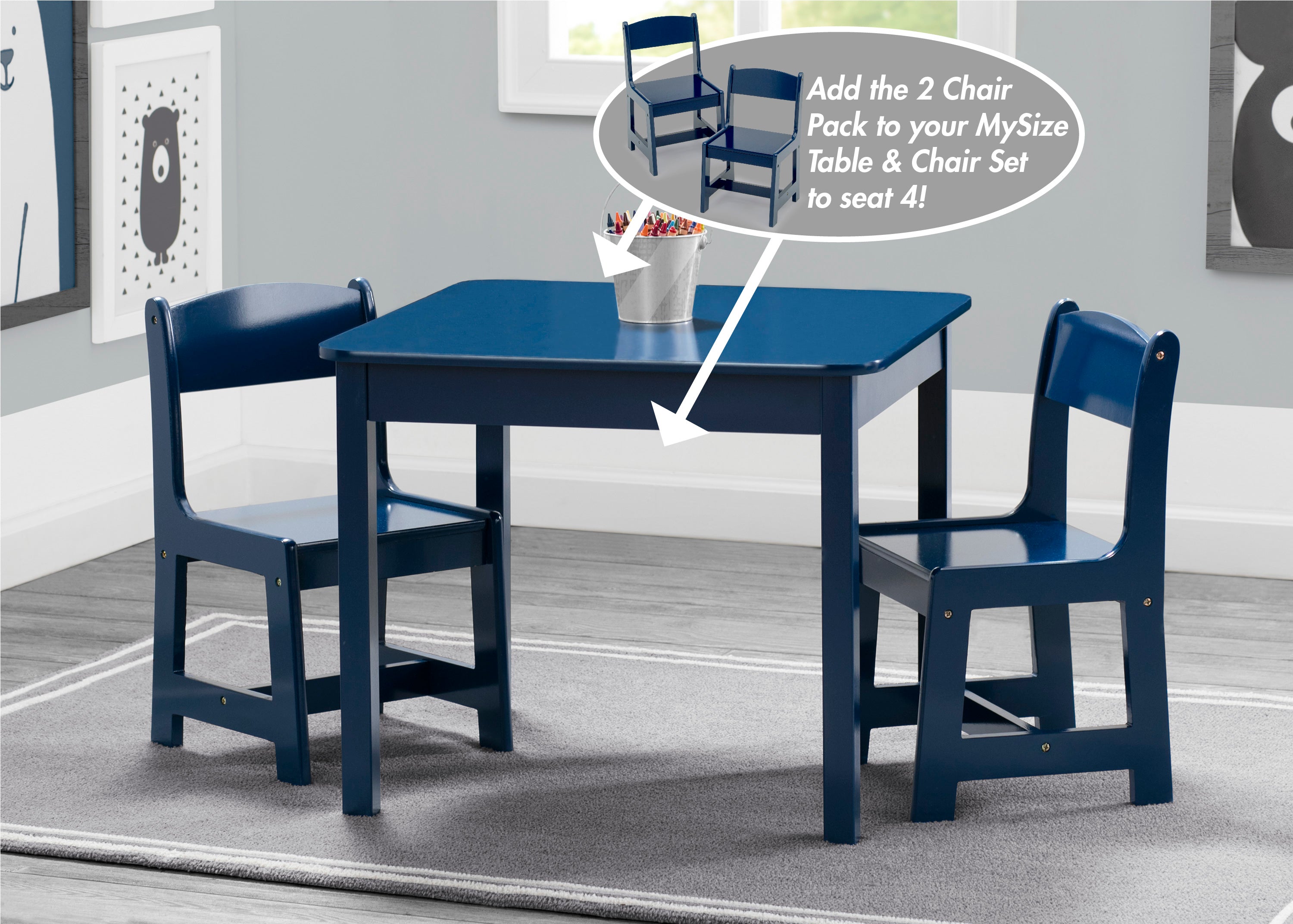 MySize Wood Kids Chairs for Playroom (Pack of 2)