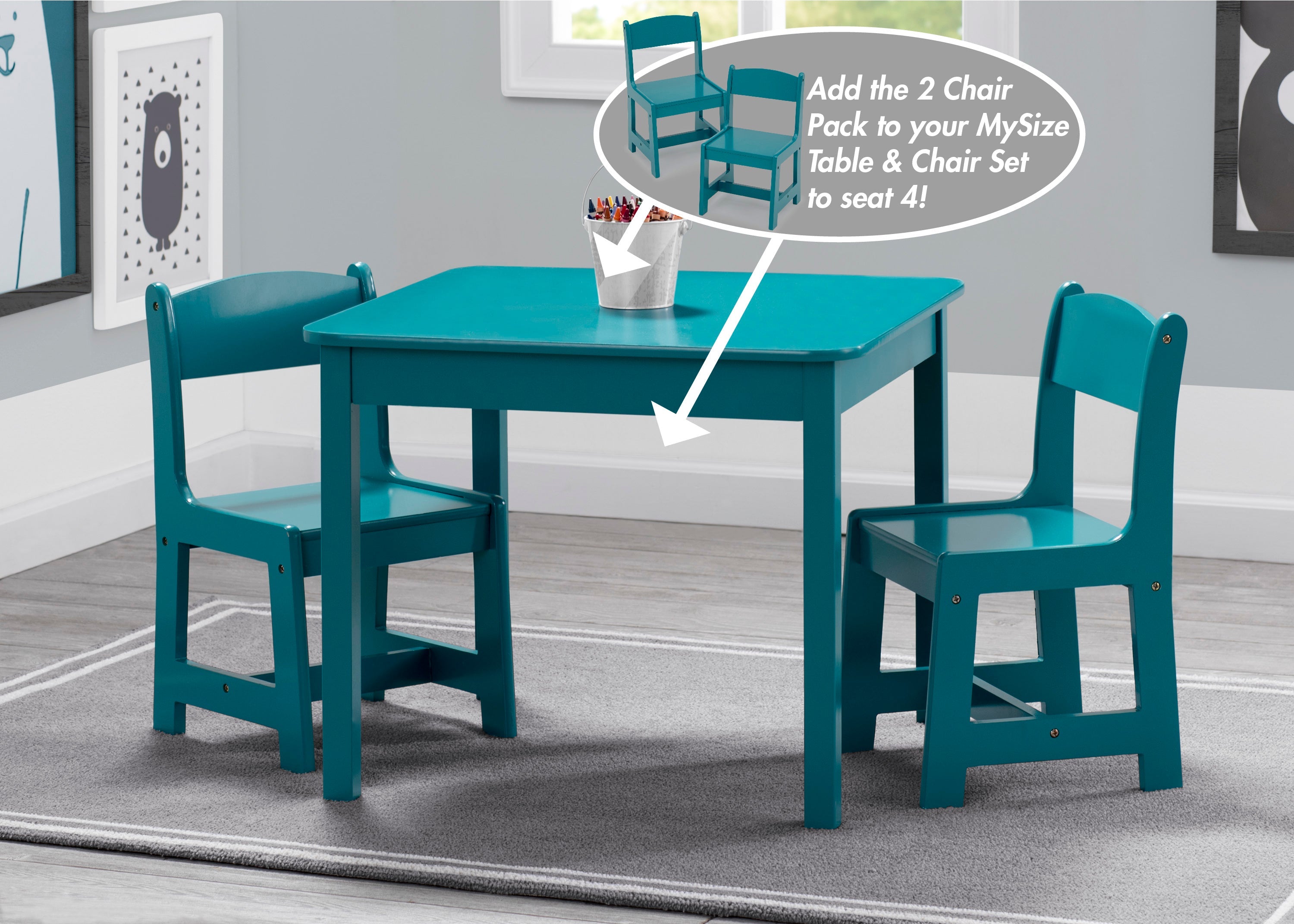 MySize Wood Kids Chairs for Playroom (Pack of 2)