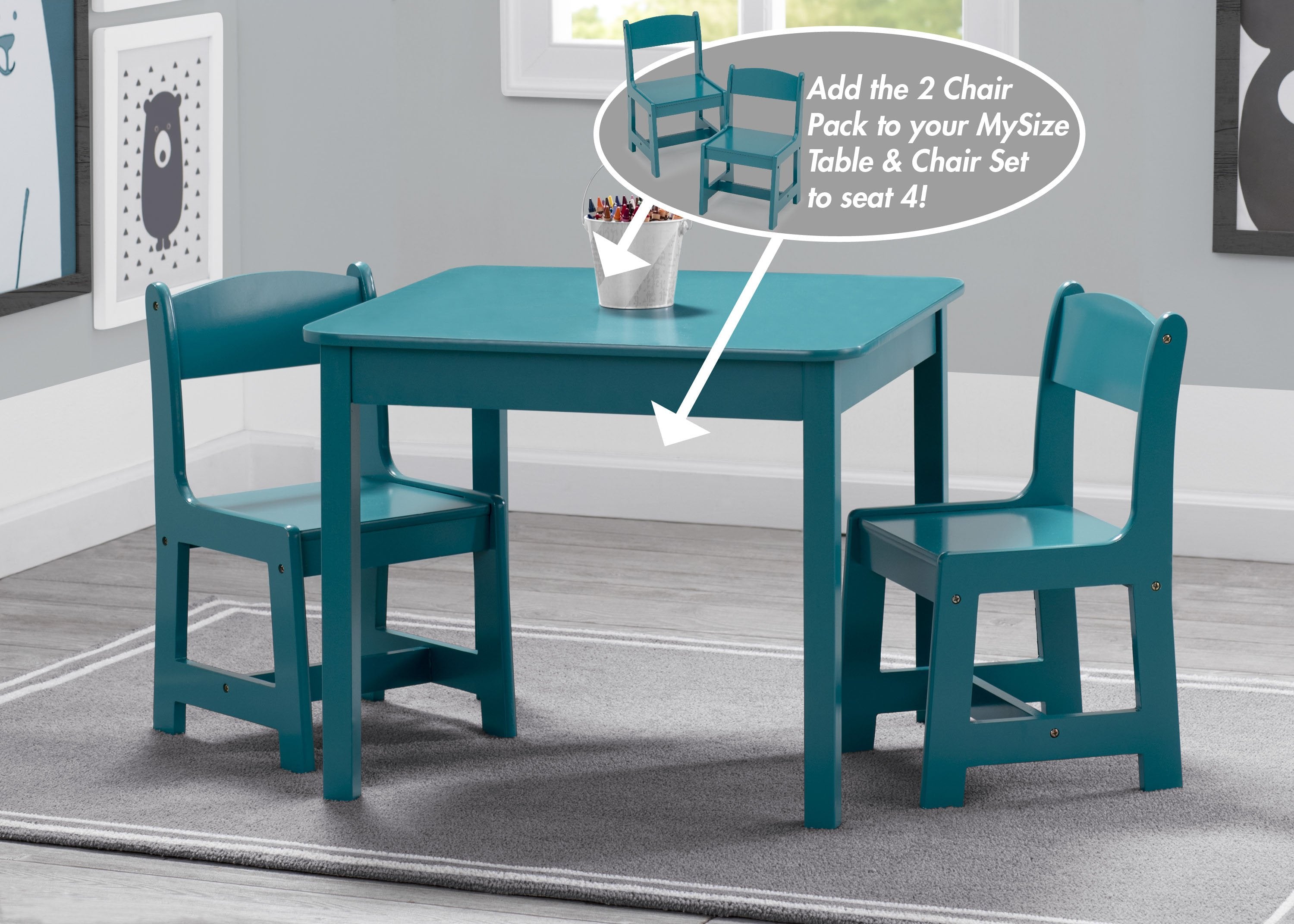 MySize Wood Kids Chairs for Playroom (Pack of 2)