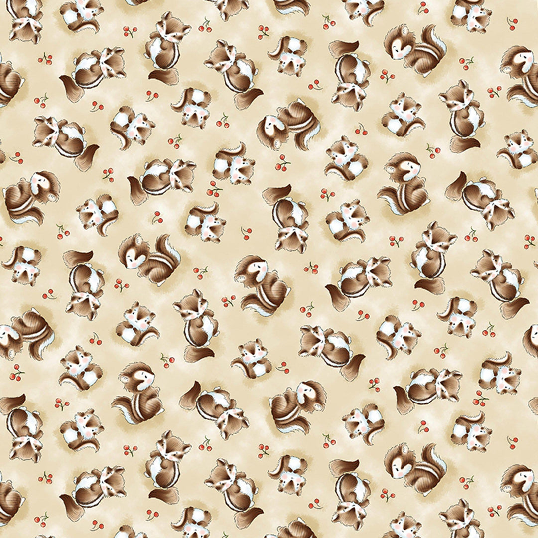 RETIRED - Fabric - Camp Cricket Collection - Tossed Chipmunks - 1/4 yard